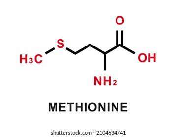 Fórmula química de la metionina. Estructura metionina química molecular. Ilustración del vector