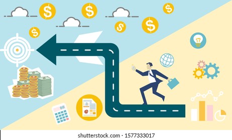 Method  to Digital marketing growing, collection icons of Finance and Investment Concept, statistic grow data, accounting infographic, online applications, easy to use and highly customizable.
