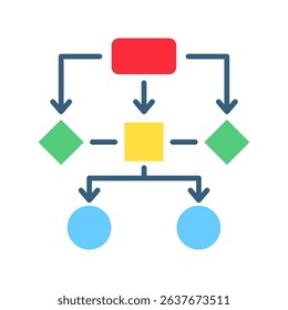 Method Flow mini illustration flat color icon, use for research and development, education, industry, UI, UX kit, app and web development, digital or print.
