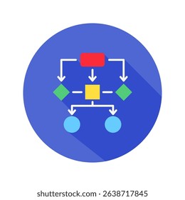 Method Flow mini illustration rounded flat color icon, use for research and development, education, industry, UI, UX kit, app and web development, digital or print.