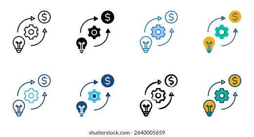 Method icon set multiple style collection
