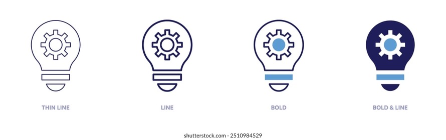 Method idea icon in 4 different styles. Thin Line, Line, Bold, and Bold Line. Duotone style. Editable stroke.