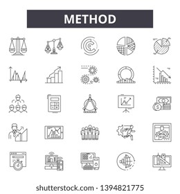 Method line icon signs.  Linear vector outline illustration set concept.