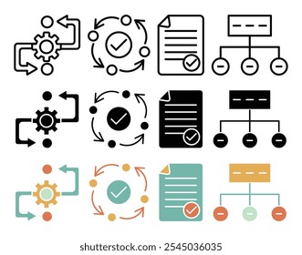 Methodology icon collection on white background