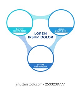 Metodologia infográfico círculos fluxograma. Planejamento e organização. Sequência de fluxo de trabalho. Diagrama de visualização com 3 etapas. Elemento gráfico de informação circular editável