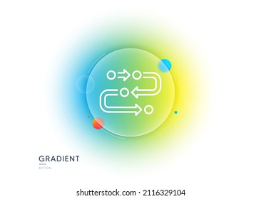 Methodology line icon. Gradient blur button with glassmorphism. Development process sign. Strategy symbol. Transparent glass design. Methodology line icon. Vector