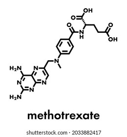 Methotrexate cancer chemotherapy and immunosuppressive drug molecule. Skeletal formula.