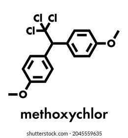 Methoxychlor pesticide molecule. Skeletal formula.