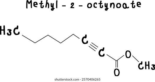 Methyl - 2 - octynoate,chemical structure of Methyl - 2 - octynoate illustration on transparency background