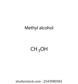 Diagrama de estrutura esquelética de álcool metílico.Molécula orgânica molécula composta ilustração científica.