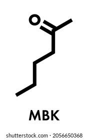 Methyl butyl ketone (MBK, 2-hexanone) solvent molecule. Skeletal formula.