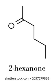 Methyl butyl ketone (MBK, 2-hexanone) solvent molecule. Skeletal formula.