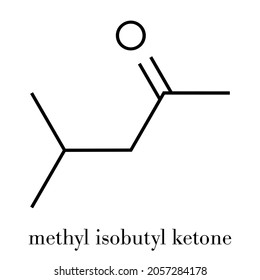 Methyl isobutyl ketone molecule. Used as chemical solvent and to denature alcohol. Skeletal formula.