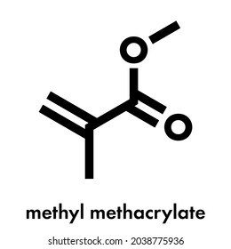 Methyl methacrylate molecule, poly(methyl methacrylate) or acrylic glass building block. Skeletal formula.