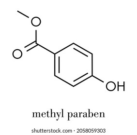 Methyl paraben preservative molecule. Skeletal formula.