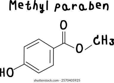 Methyl paraben,chemical structure of Methyl paraben illustration on transparency background