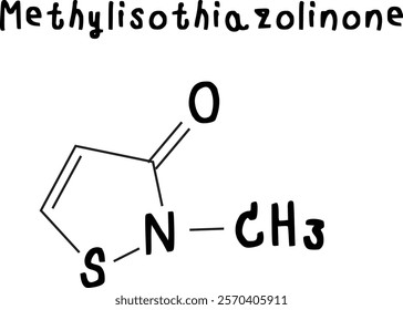 Methylisothiazolinone,chemical structure of Methylisothiazolinone illustration on transparency background