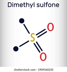 Methylsulfonylmethane, MSM, methyl sulfone, dimethyl sulfone molecule. It is organosulfur compound with sulfonyl functional group. Skeletal chemical formula. Vector illustration