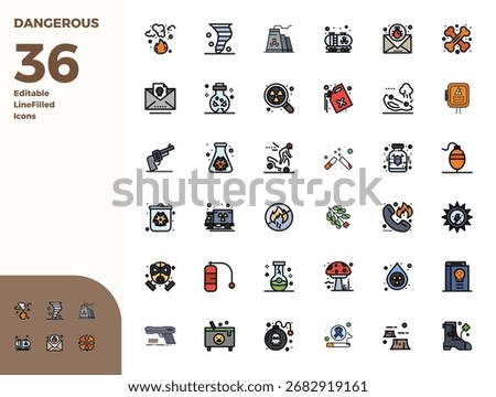 Meticulously crafted 36 Duotone vector icons for Dangerous, delivered in 128x128 PIXEL perfect quality for uncompromising design standards.