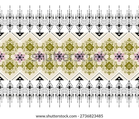 A meticulously crafted geometric pattern in a seamless repeat, evoking a sense of ancient artistry, cultural richness and design aesthetic.