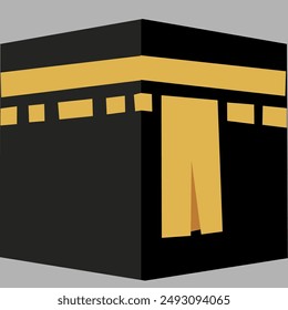 Eine akribisch angefertigte Illustration der Kaaba, der berühmten würfelförmigen Struktur im Herzen der Großen Moschee in Mekka, Saudi-Arabien. 