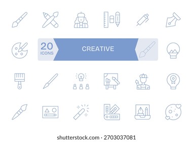 Una suite meticulosamente diseñada de 24 íconos de Thin Line centrados en Creative, perfecto para los App modernos.