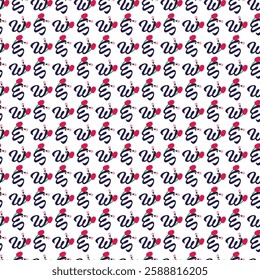 	A meticulously designed seamless repeating pattern showcasing artistic typography paired with delicate floral motifs, creating an elegant and lively decorative design
