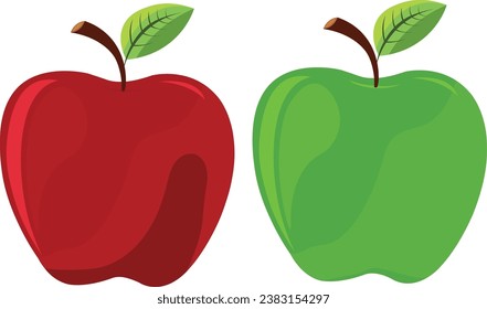A meticulously detailed apple vector art featuring a luscious, realistic red and green apple with glossy highlights, ideal for food, health, or nutrition-themed designs.