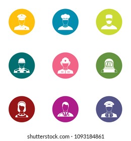 Metier icons set. Flat set of 9 metier vector icons for web isolated on white background