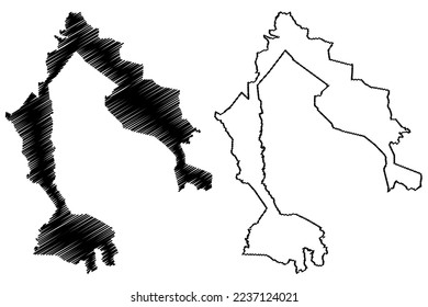 Metlatonoc municipality (Free and Sovereign State of Guerrero, Mexico, United Mexican States) map vector illustration, scribble sketch Metlatónoc map