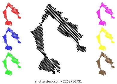 Metlatonoc municipality (Free and Sovereign State of Guerrero, Mexico, United Mexican States) map vector illustration, scribble sketch Metlatónoc map