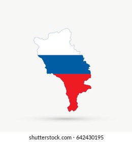 Metohija (Dukagjin) map in Russia flag colors, editable vector.