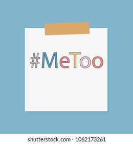 metoo hashtag written in notebook paper- vector illustration