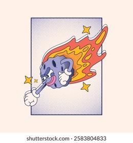 metor mascot character illustration in retro style