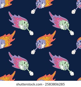 metor mascot character seamless pattern