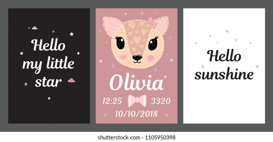 Metric baby girl deer room decor poster card