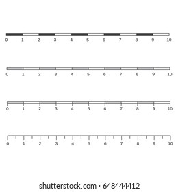 Metric imperial and decimal inch rulers vector set.