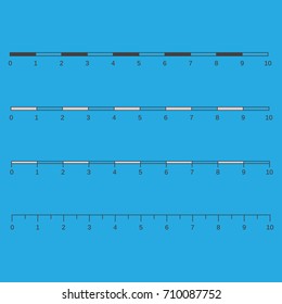 Metric imperial and decimal inch rulers vector set.