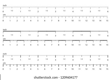 Metric Imperial Rulers. Scale for a ruler in inches and centimeters. Measuring scale with numbers, markup for rulers. Measuring tool. Size indicator units. Vector illustration.
