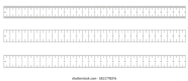 Metric Imperial Rulers. Scale for a ruler in inches and centimeters. Ruler Graduation grid. Size indicator units. Centimeters and inches measuring scale.