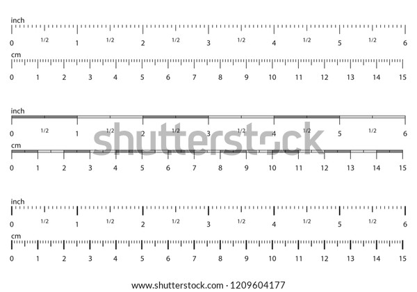 Metric\
Imperial Rulers. Scale for a ruler in inches and centimeters.\
Measuring scale with numbers, markup for rulers. Measuring tool.\
Size indicator units. Vector\
illustration.