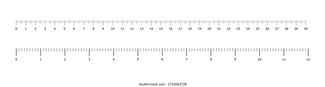 Metric inch rulers. Vector isolated measure elements.  Metric measurement. Measure instrument. Education vector illustration. Ruler scale measure. EPS 10