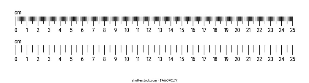 Metric ruler scale. 25 centimeter scale. Flat style vector illustration isolated on white background.