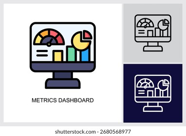 Metrics Dashboard icon Multi Style Vector Illustration