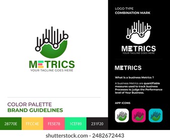 Metrics and data analytics logo template - Creative business chart flat icon - isolated vector corporate