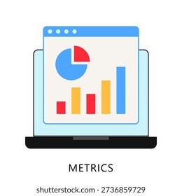 Metrics Flat Color Icon, Mini Illustration For Modern Concept, Ui, Ux Web And App Development. Related To Seo And Online Marketing.