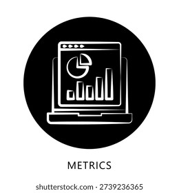 Metrics Icon Button, Hand Drawn Icon. Mini Illustration For Modern Concept, Ui, Ux Web And App Development. Related To Seo And Online Marketing.