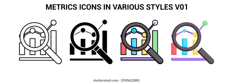 Metrics icon Line, Filled, Color, Flat style.