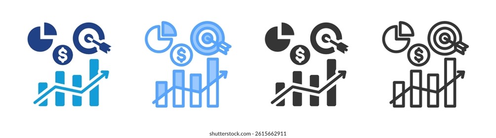 Metrics icon set multiple style collection
