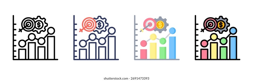Metrics icon set multiple style collection